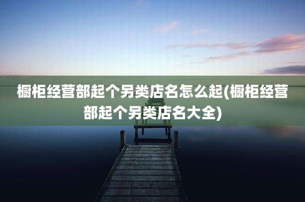 橱柜经营部起个另类店名怎么起(橱柜经营部起个另类店名大全)