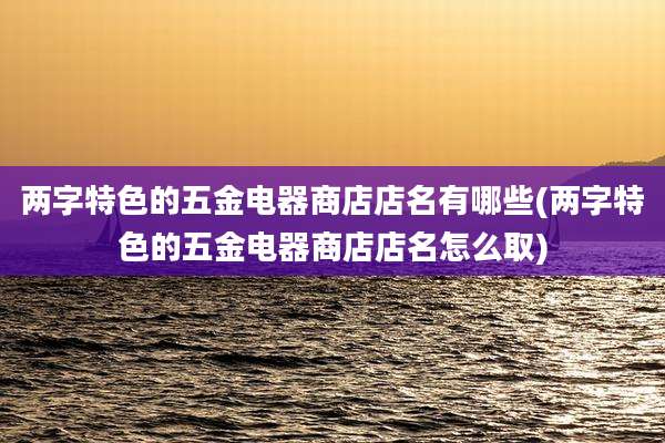 两字特色的五金电器商店店名有哪些(两字特色的五金电器商店店名怎么取)