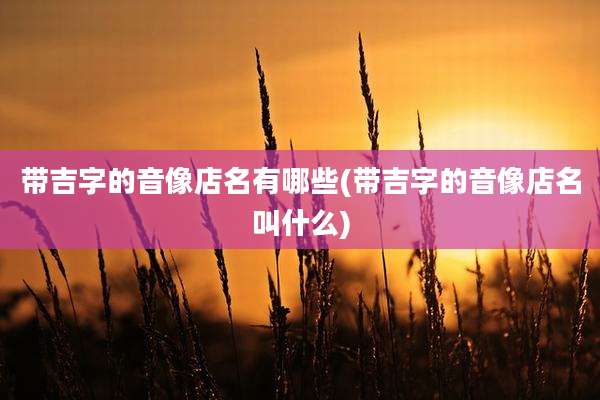 带吉字的音像店名有哪些(带吉字的音像店名叫什么)