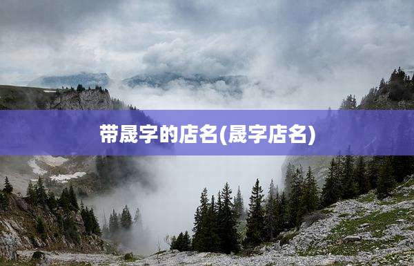 带晟字的店名(晟字店名)