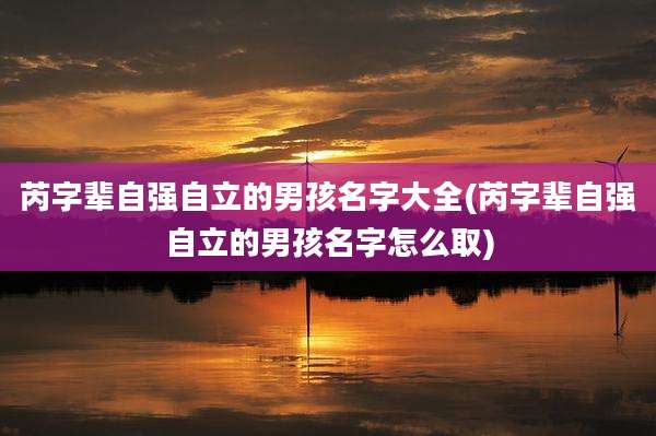 芮字辈自强自立的男孩名字大全(芮字辈自强自立的男孩名字怎么取)