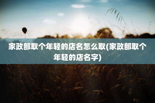 家政部取个年轻的店名怎么取(家政部取个年轻的店名字)