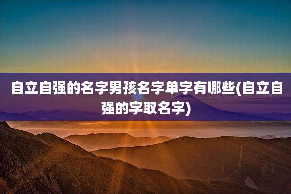 自立自强的名字男孩名字单字有哪些(自立自强的字取名字)