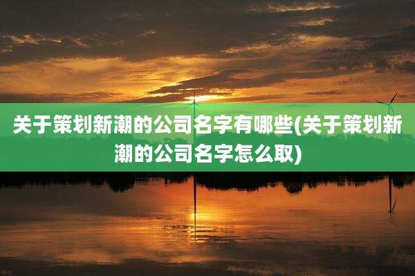 关于策划新潮的公司名字有哪些(关于策划新潮的公司名字怎么取)