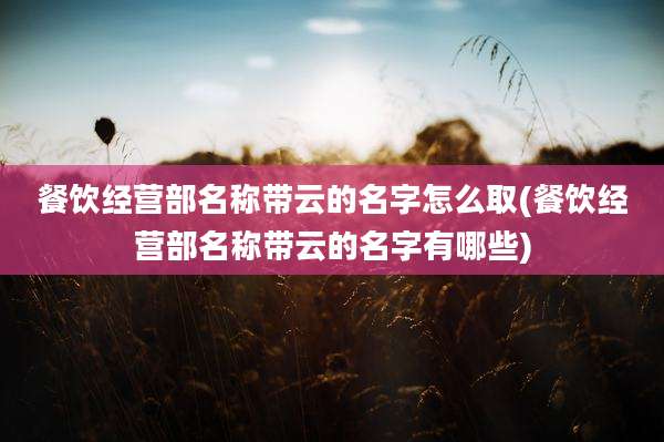 餐饮经营部名称带云的名字怎么取(餐饮经营部名称带云的名字有哪些)