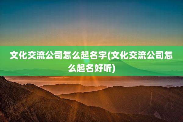 文化交流公司怎么起名字(文化交流公司怎么起名好听)