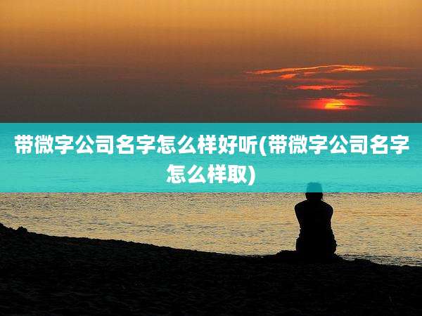 带微字公司名字怎么样好听(带微字公司名字怎么样取)