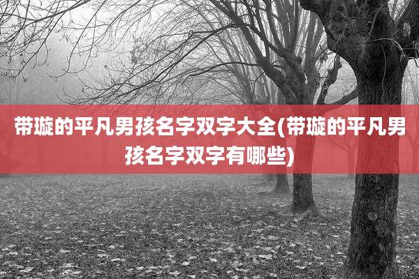 带璇的平凡男孩名字双字大全(带璇的平凡男孩名字双字有哪些)