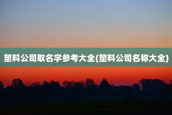 塑料公司取名字参考大全(塑料公司名称大全)
