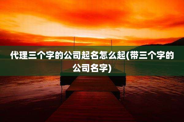 代理三个字的公司起名怎么起(带三个字的公司名字)
