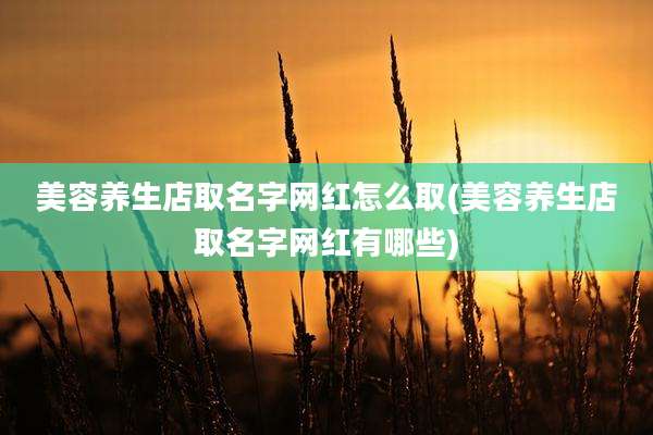 美容养生店取名字网红怎么取(美容养生店取名字网红有哪些)
