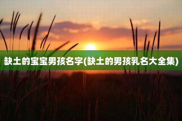 缺土的宝宝男孩名字(缺土的男孩乳名大全集)