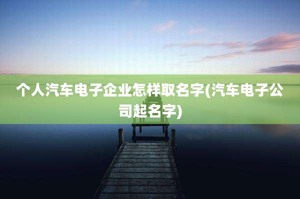 个人汽车电子企业怎样取名字(汽车电子公司起名字)