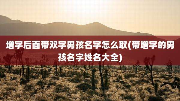增字后面带双字男孩名字怎么取(带增字的男孩名字姓名大全)