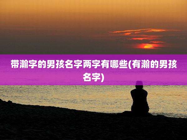 带瀚字的男孩名字两字有哪些(有瀚的男孩名字)