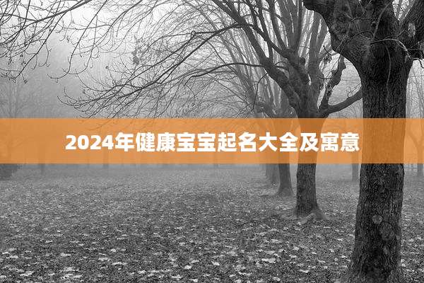 2024年健康宝宝起名大全及寓意
