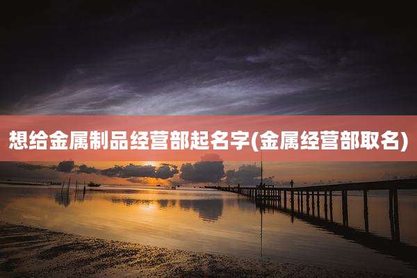 想给金属制品经营部起名字(金属经营部取名)