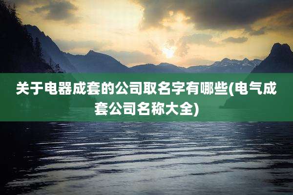 关于电器成套的公司取名字有哪些(电气成套公司名称大全)