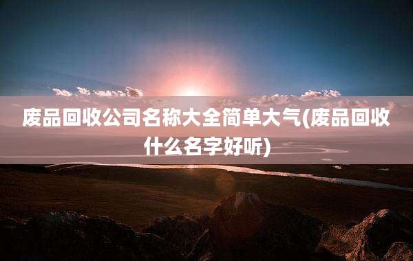 废品回收公司名称大全简单大气(废品回收什么名字好听)