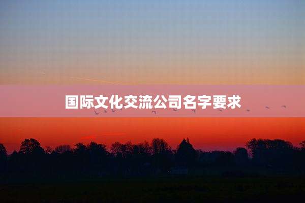 国际文化交流公司名字要求