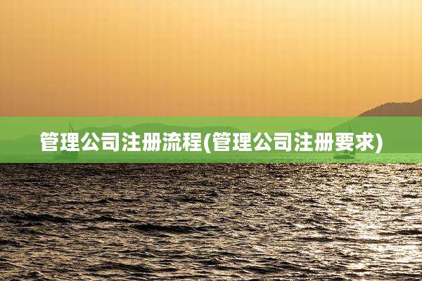 管理公司注册流程(管理公司注册要求)