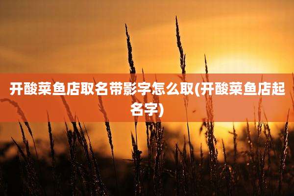 开酸菜鱼店取名带影字怎么取(开酸菜鱼店起名字)