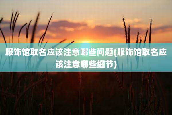服饰馆取名应该注意哪些问题(服饰馆取名应该注意哪些细节)
