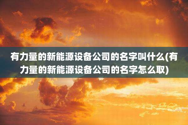 有力量的新能源设备公司的名字叫什么(有力量的新能源设备公司的名字怎么取)