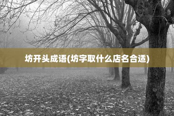 坊开头成语(坊字取什么店名合适)