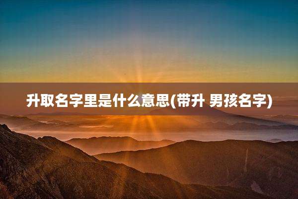 升取名字里是什么意思(带升 男孩名字)