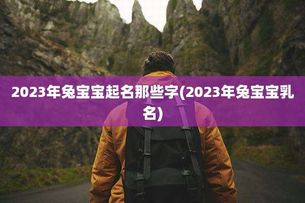 2023年兔宝宝起名那些字(2023年兔宝宝乳名)