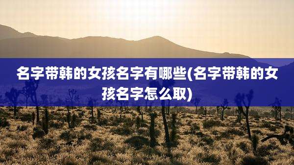 名字带韩的女孩名字有哪些(名字带韩的女孩名字怎么取)