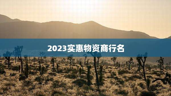 2023实惠物资商行名