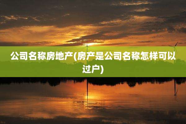 公司名称房地产(房产是公司名称怎样可以过户)