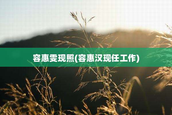 容惠雯现照(容惠汉现任工作)