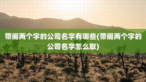 带阁两个字的公司名字有哪些(带阁两个字的公司名字怎么取)
