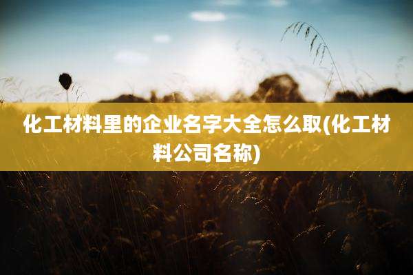 化工材料里的企业名字大全怎么取(化工材料公司名称)