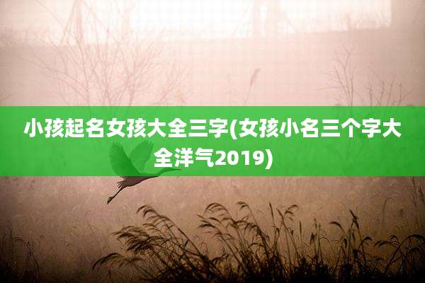小孩起名女孩大全三字(女孩小名三个字大全洋气2019)