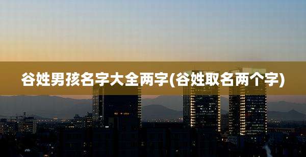 谷姓男孩名字大全两字(谷姓取名两个字)