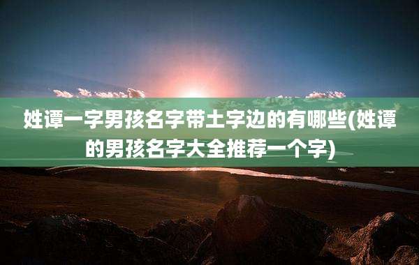 姓谭一字男孩名字带土字边的有哪些(姓谭的男孩名字大全推荐一个字)