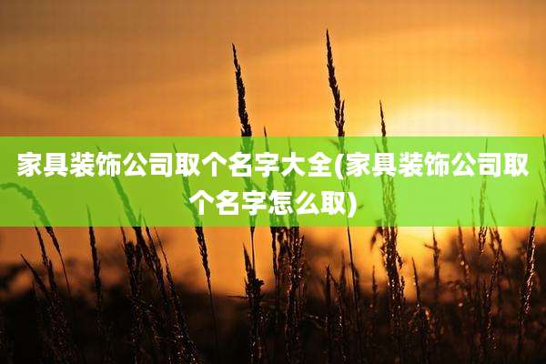 家具装饰公司取个名字大全(家具装饰公司取个名字怎么取)
