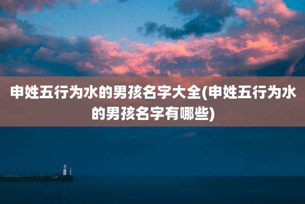 申姓五行为水的男孩名字大全(申姓五行为水的男孩名字有哪些)