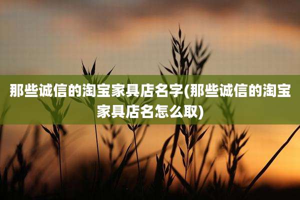 那些诚信的淘宝家具店名字(那些诚信的淘宝家具店名怎么取)