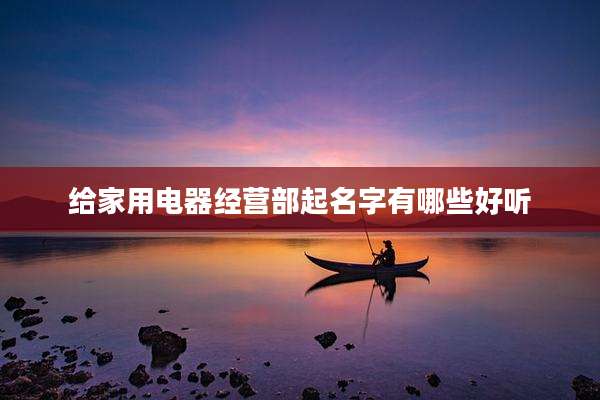 给家用电器经营部起名字有哪些好听
