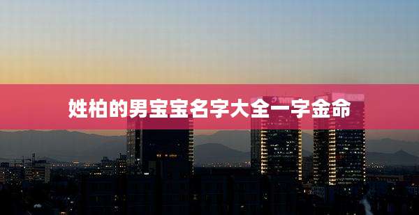 姓柏的男宝宝名字大全一字金命