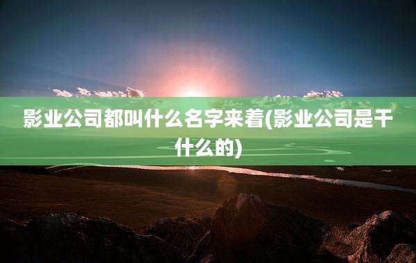 影业公司都叫什么名字来着(影业公司是干什么的)