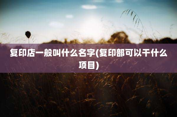复印店一般叫什么名字(复印部可以干什么项目)