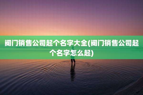 阀门销售公司起个名字大全(阀门销售公司起个名字怎么起)