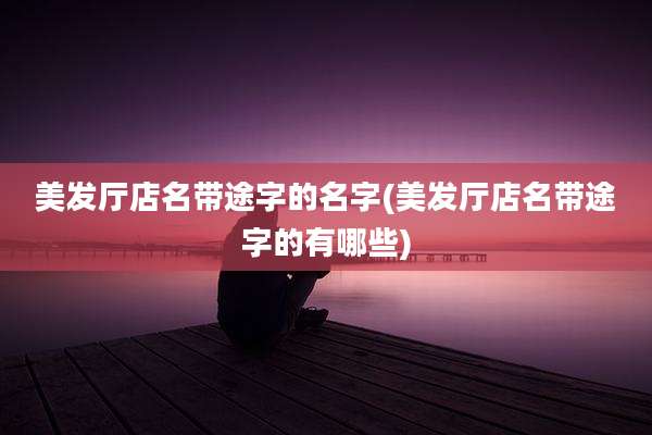 美发厅店名带途字的名字(美发厅店名带途字的有哪些)