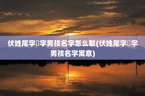 伏姓尾字璟字男孩名字怎么取(伏姓尾字璟字男孩名字寓意)